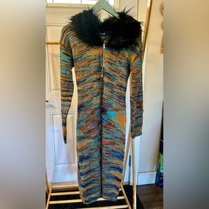 Multicolor Knit Zippered open cardigan